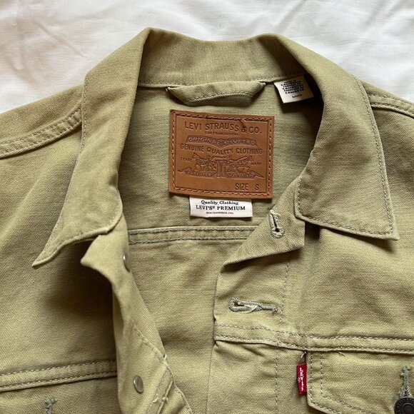 Men's Levi's Olive Green Denim Jacket - Picture 2 of 5